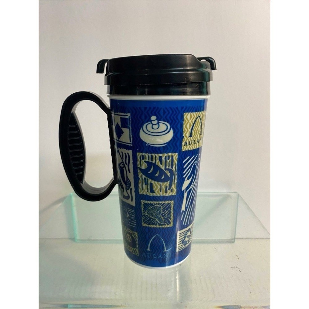 Disney Aulani Resort Hawaii Refillable Travel Mug Whirley Blue Hawaiian Print
